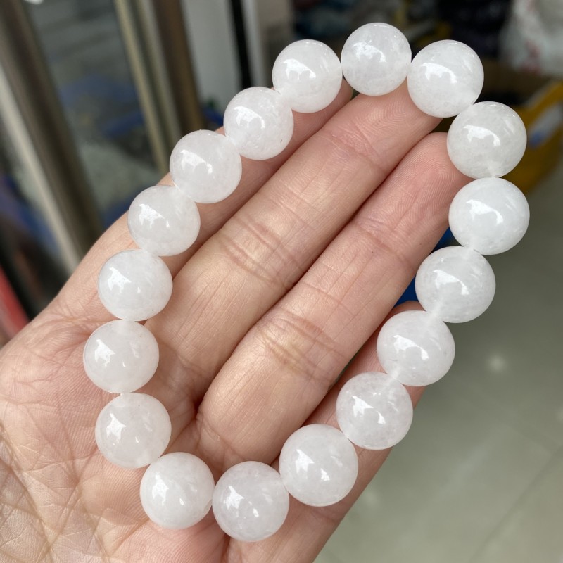 7A Natural Stone White Jade White Marble Bracelet White Jade Single Loop Bracelet Manufacturers Wholesale Cross-Border Hot