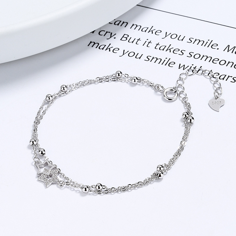 925 Sterling Silver Star Bracelet Women's Summer 2...