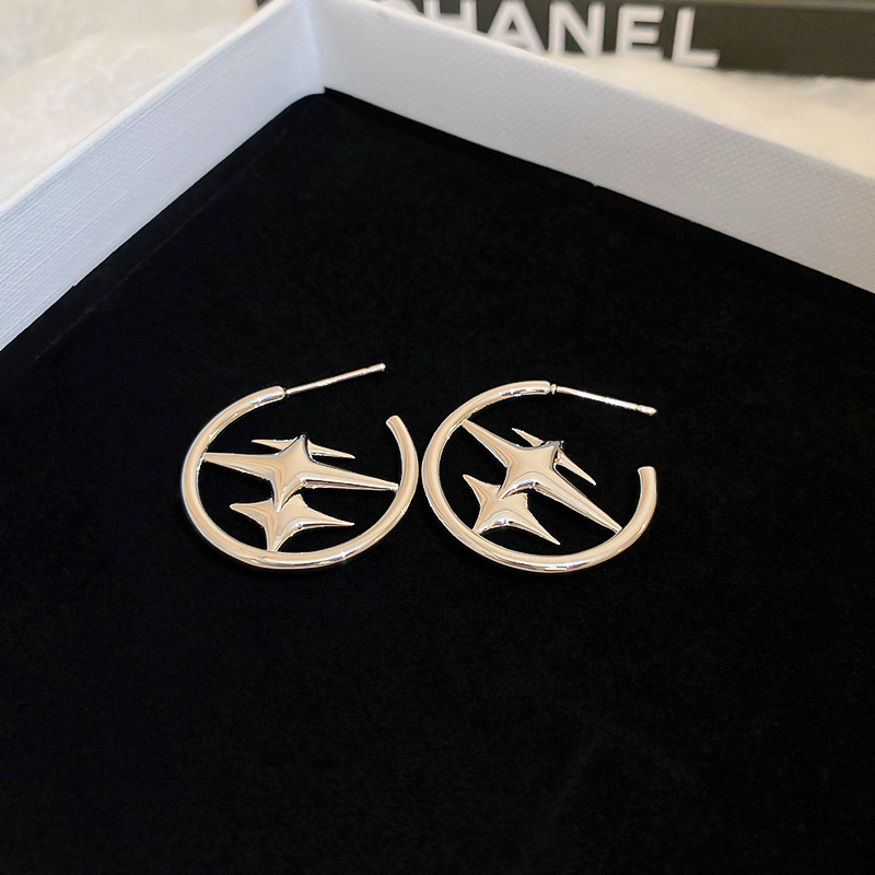 925 Silver Needle Placed On The Ground Stall Night Market Supply Source Earrings Female Korean Fashion Network Popular Live Broadcast Popular Earrings Earrings Wholesale