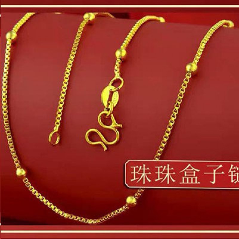 Vietnam Sha Jin Women's Necklace Water Wave Chain Chopin Chain Brass Vacuum Electroplating Simulation Gold Chain Gold Store Same Style