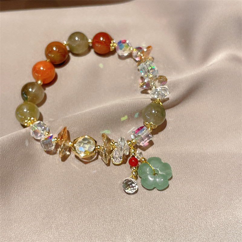 A Niche Design Tomato Crystal Contrast Bracelet Wi...