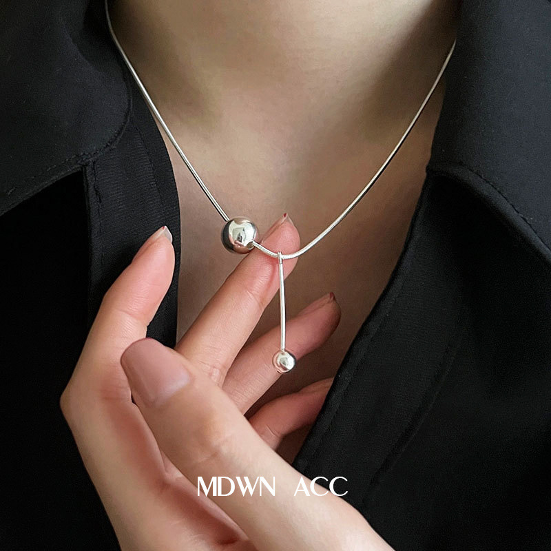 Korean Version S925 Silver Temperament Water Drop Necklace, Women's Retro Fashion, Elegant And Simple Collarbone Chain, Creative And Artistic Jewelry Trend