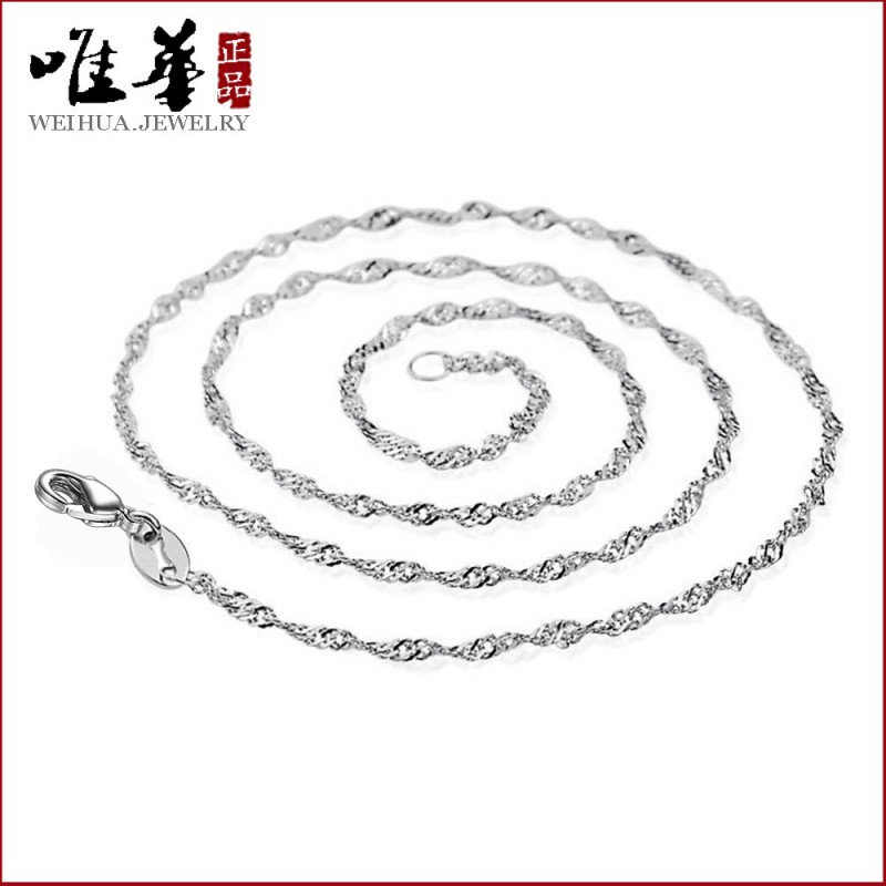 Shuibo Chain Women's Necklace Korean Edition Silver Plated Jewelry Guangdong Factory Goods Jewelry Wholesale 2 Yuan Store Retro Women's Jewelry