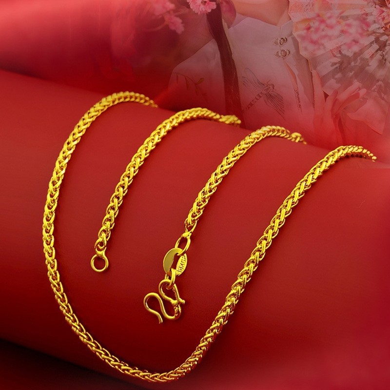 Vietnam Sha Jin Women's Necklace Water Wave Chain Chopin Chain Brass Vacuum Electroplating Simulation Gold Chain Gold Store Same Style