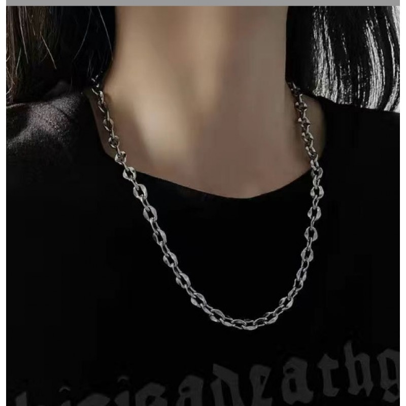 New Titanium Steel Cuban Hip Hop Necklace Punk Men's And Women's Necklace Trend Thick Chain Sweater Chain Stainless Steel Neckchain