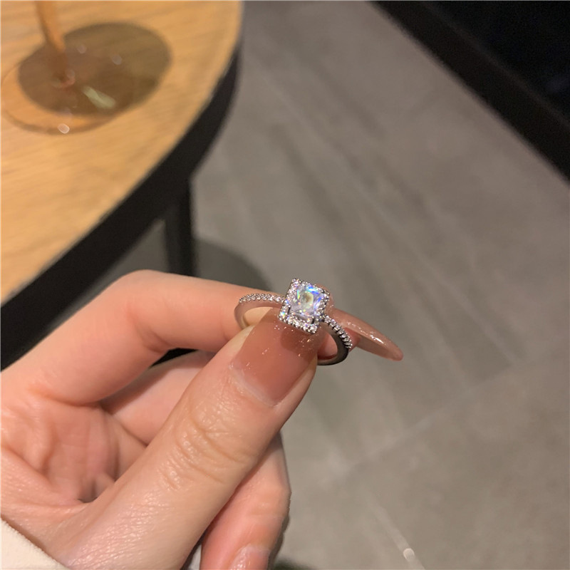 Brilliant Sparkling Diamond With Adjustable Opening, Fashionable And Minimalist Index Finger Ring, Korean Luxurious Temperament, Internet Celebrity