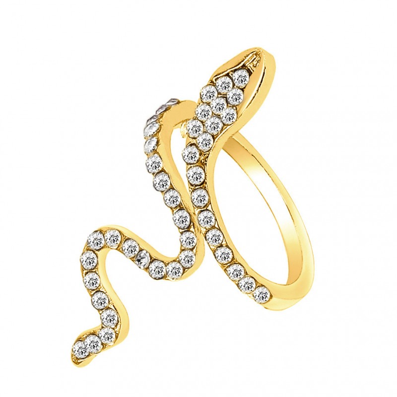 Cross Border Hot Selling Light Luxury Diamond Inlaid High-End Sense Trend Temperament Female Snake Ring Versatile Personality Fashion Snake Shaped Ring