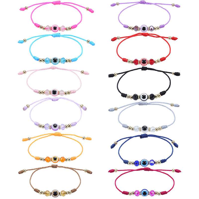 Amazon's Best-Selling Devil's Eye Bracelet Crystal Beaded Boys And Girls Lucky Bracelet Adjustable Woven Bracelet