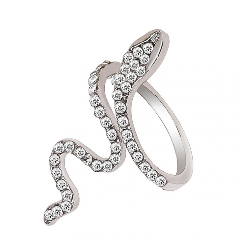 Cross Border Hot Selling Light Luxury Diamond Inlaid High-End Sense Trend Temperament Female Snake Ring Versatile Personality Fashion Snake Shaped Ring
