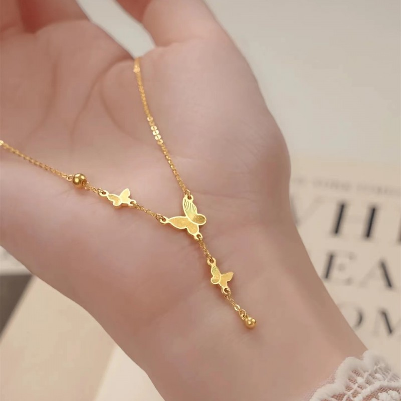 Butterfly Tassel Necklace For Women Plated With 18K Light Luxury, Fashionable And Minimalist Dress, Versatile Temperament, Collarbone Chain As A Gift For Girlfriend