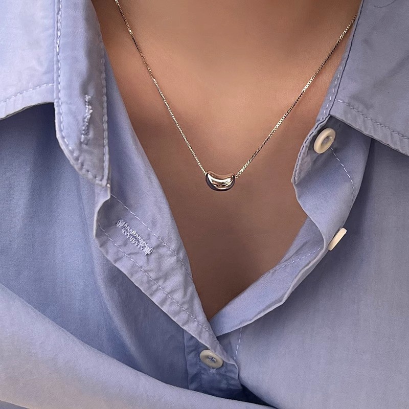 Korean Version S925 Silver Temperament Water Drop Necklace, Women's Retro Fashion, Elegant And Simple Collarbone Chain, Creative And Artistic Jewelry Trend