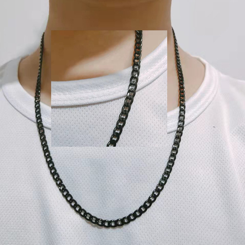 New Titanium Steel Cuban Hip Hop Necklace Punk Men's And Women's Necklace Trend Thick Chain Sweater Chain Stainless Steel Neckchain