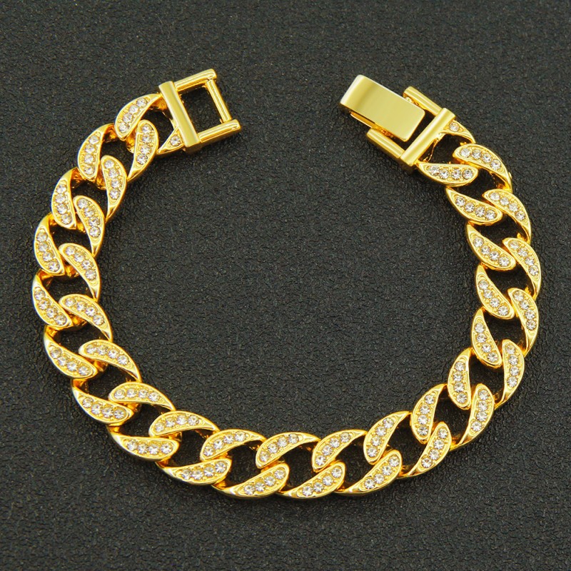European And American Hip-Hop Cool Full Diamond Leaf Cuban Chain Necklace For Men And Women Trendsetters Wearing Punk Motorcycle Accessories Chain