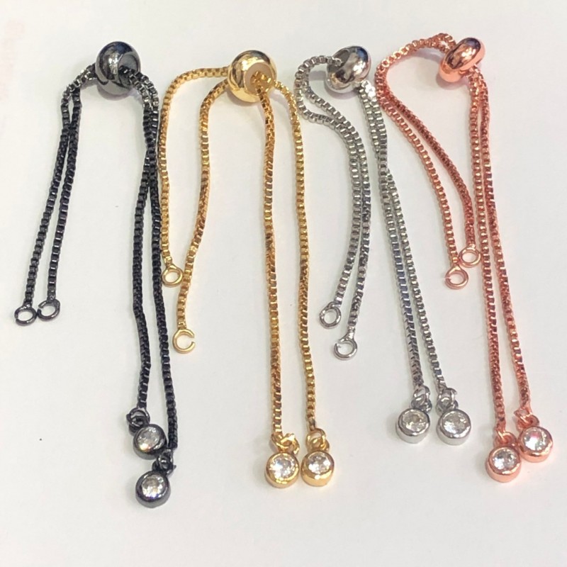 Box Chain Micro Inlaid Push-Pull Bracelet 14K Package Gold Color Protection Box Chain Bracelet Adjustment Silicone Semi Finished Accessories