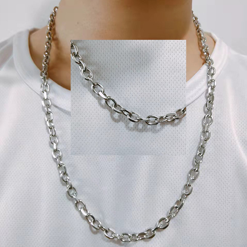 New Titanium Steel Cuban Hip Hop Necklace Punk Men's And Women's Necklace Trend Thick Chain Sweater Chain Stainless Steel Neckchain