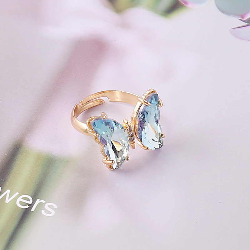 European And American New Gradual Butterfly Ring W...